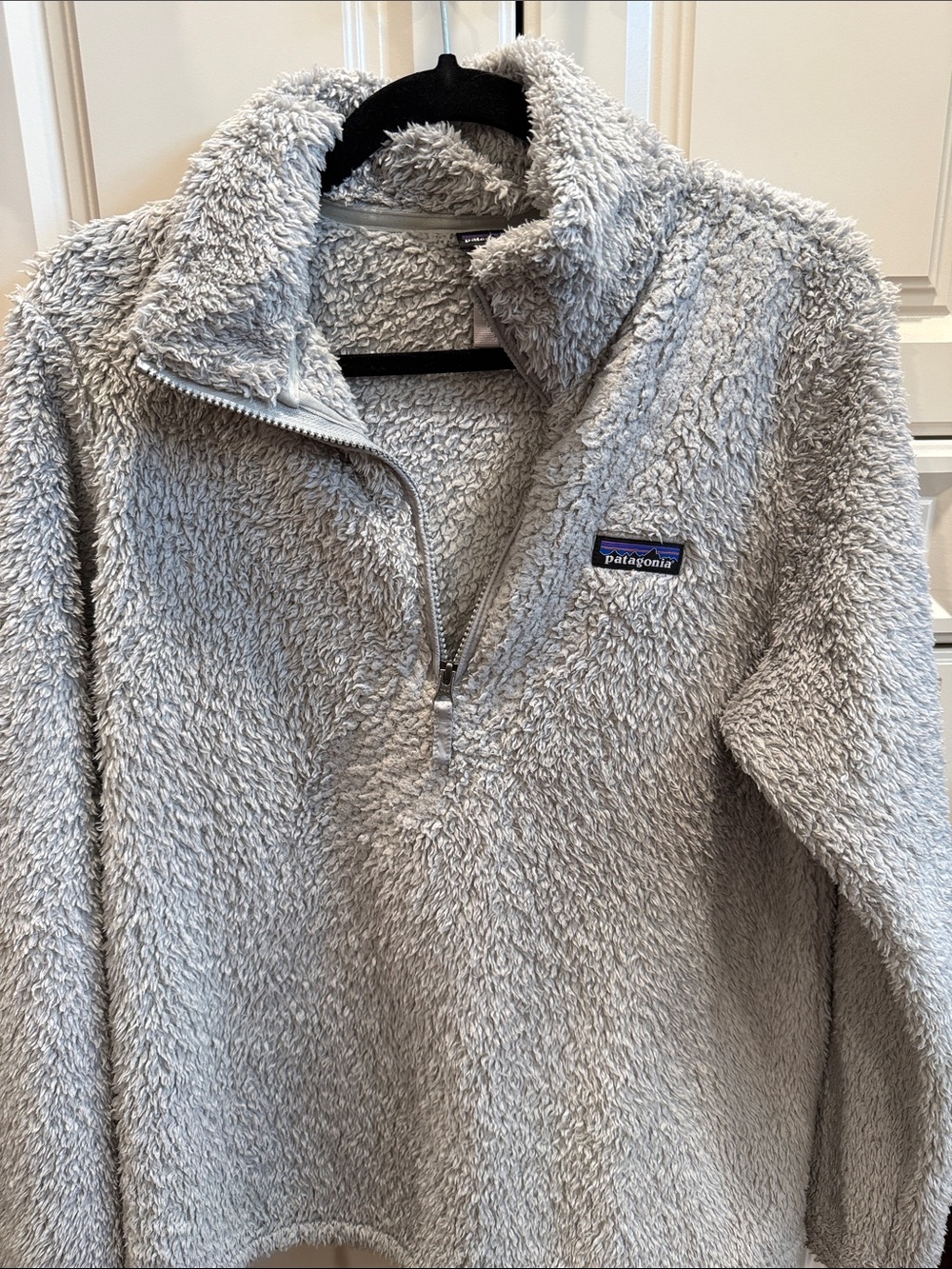 Patagonia Light Gray Plush Quarter-Zip Fleece Pullover